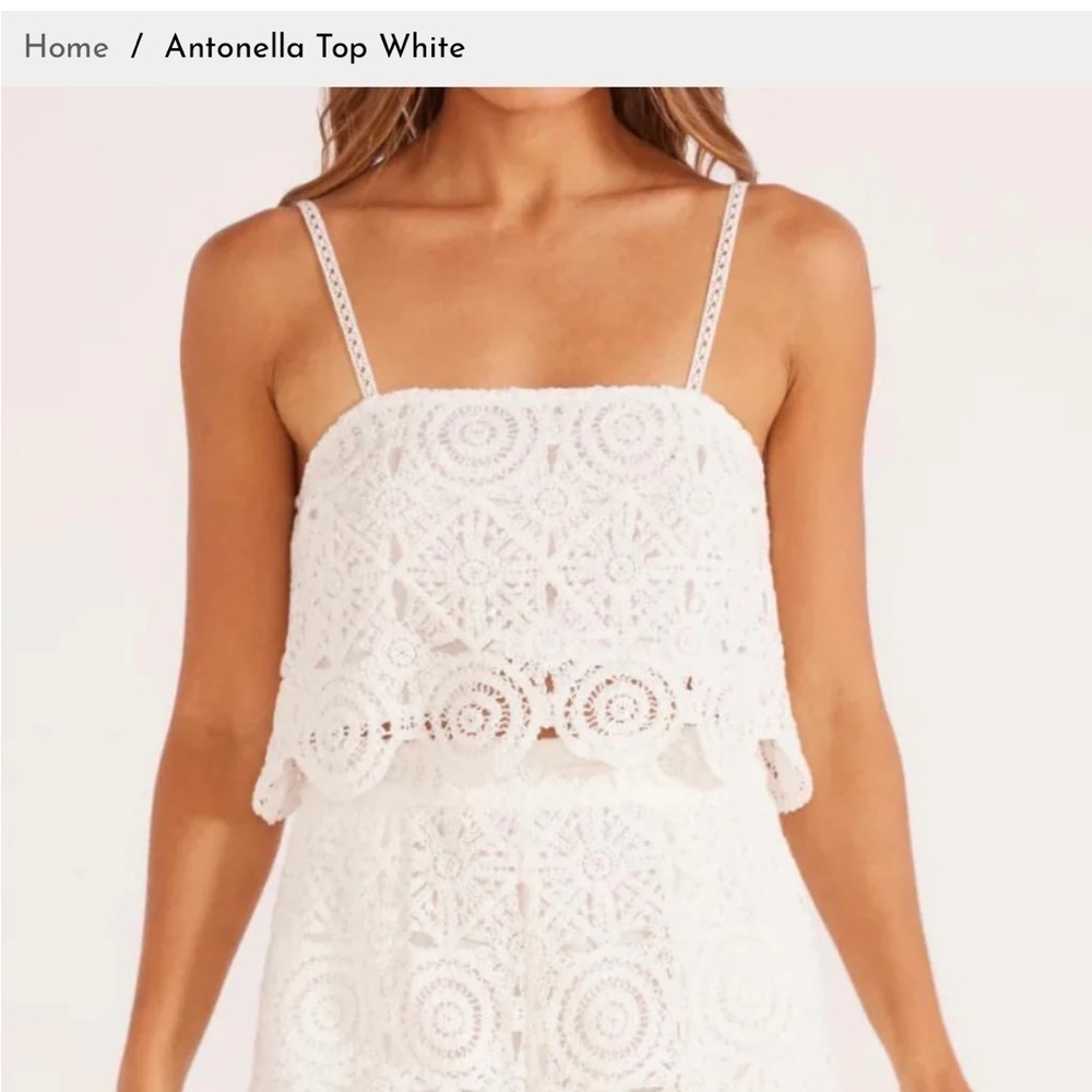 NWT MINKPINK Antonella Ivory Crochet Lace Top Size XS